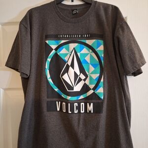 Volcom Charcoal and Teal Graphic Tee